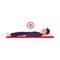 Vector incorrect back sleeping posture of man