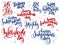 Vector independence day hand lettering set of greetings labels with doodle stars