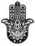 Vector Indian hand drawn hamsa symbol in black