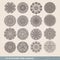 Vector Indian ornament, kaleidoscopic floral pattern, mandala. Set of sixteen ornament lace. ornamental round lace pattern, circle