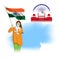 Vector Indian Patriotic concept banner with abstract tricolor background.