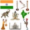 Vector indian symbols flat icon set