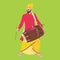Vector of Indian Young Sikh Playing Bhangra on Dhol, wearing Ethnic Dress. Illustration.
