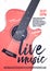 Vector Indie Rock Live Music Poster Template With Acoustic Guitar. Festival Pop Punk Design.