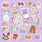 Vector infant small newborn baby clothes and toys icon set design textile casual fabric and infant dress. New born child