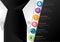 Vector Infographic template idea concept with business suits, neckties, lights, colorful circles.