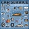 Vector infographics of car service and diagnostics