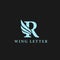 vector initial letter r business wing logo icon corporate technology concept blue color