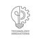 Vector innovation icon. Light bulb and wheel cog inside. Premium quality graphic design element. Modern sign, linear