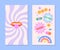 Vector insta story templates with patches and stickers in 90s style