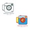 Vector instant photo camera lens icon isolated.