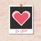 Vector instant photo card with heart from red roses