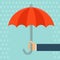 Vector insurance agent holding umbrella