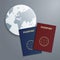 Vector international passports with globe.