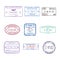 Vector international travel visa stamps for passport set