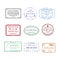 Vector international travel visa stamps set