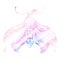 Vector iridescent purple drawing of a night butterfly. Fluorescent olorful illustration of a moth with tracery ornament. Foil