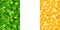 Vector Irish flag made of shamrock and coins.
