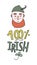 Vector irishman and Ireland text. Cute positive souvenir postcard