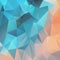 Vector irregular polygon square background - triangle low poly pattern - color teal blue and peach orange