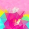 Vector irregular polygon square background - triangle low poly pattern - trendy hot pink, cyan, magenta, yellow, green,