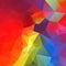 Vector irregular polygonal square background - triangle low poly pattern - vibrant neon full color spectrum rainbow - hot