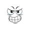 Vector irritated wicked angry smiley in bad mood