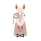 Vector isabella flat style horse head in monocle and bowtie