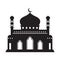 Vector islamic mosque black silhouette. Ramadan muslim icon isolated on white. Arabian mosque building shape with