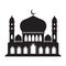 Vector islamic mosque black silhouette. Ramadan muslim icon isolated on white. Arabian mosque building shape with