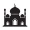 Vector islamic mosque black silhouette. Ramadan muslim icon isolated on white. Arabian mosque building shape with