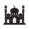 Vector islamic mosque black silhouette. Ramadan muslim icon isolated on white. Arabian mosque building shape with