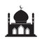 Vector islamic mosque black silhouette. Ramadan muslim icon isolated on white. Arabian mosque building shape with