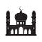 Vector islamic mosque black silhouette. Ramadan muslim icon isolated on white. Arabian mosque building shape with