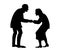 Vector isolated black silhouette of a elderly couple hold hands