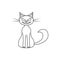 Vector isolated cat silhouette. Halloween character for coloring. Contour of the cartoon cat