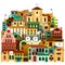 Vector isolated colorful townhouses. Urban architecture