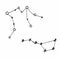 Vector isolated constellation of Libra simple dots and stars scheme drawing. Constellation black and white graphic tattoo, print,