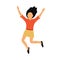 Vector isolated dancing woman. The girl rejoices and jumps