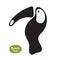 Vector isolated doodle drawn toucan silhouette on white background. Beautiful exotic bird of the Amazon rain forest