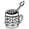 Vector isolated element, Christmas mug. Hand drawn doodle