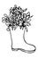 Vector isolated element. Illustration with a bouquet of flowers in a garden boot. Hand drawn