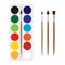 Vector isolated flat stationery watercolor tools box and brush