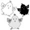 Vector isolated illustration black and white Halloween design of lined ghosts
