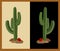 Vector isolated illustration of cactus with red rose lying near. Wild America. Retro cowgirl concept.