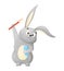 Vector isolated illustration of cartoon rabbit with toothbrush and toothpaste