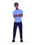 Vector isolated illustration of a cheerful standing African American man in casual clothes