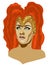 Vector isolated illustration of drag queen. Young man with bright makeup and crown of feathers.