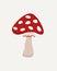 Vector isolated illustration of fly agaric. Red spotted mushroom.