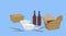 Vector Isolated Illustration of Food Take Away, with Beer